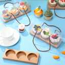 Thenshop 20 Pcs 9 x 3 x 3 Inch Clear Cupcake Boxes with Handle and Inserts 3 Count Portable Pastry Packaging for Cupcakes Carrier Muffin Bakery Containers Mothers Day Wedding Party(Brown)