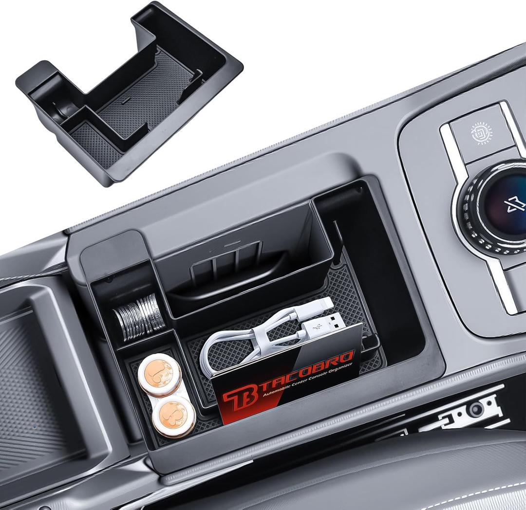 TACORBO Center Console Tray Compatible with Volkswagen Tiguan 2025 2026, Front Console Organizer VW Tiguan 2025 2026 Accessories,Coin Holder ABS Console Storage Box Tray
