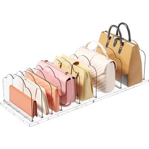 Lifewit Purse Organizer for Closet, Clear Handbags Storage Organizer, Adjustable Purse Holder Rack for Closet Organization, 2 Pack Bookshelf Separator Dividers for Clutch Bag/Shirts/Sweater in Bedroom