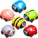 Skylety 6 Pieces Animals Pull Back Cars Sets Friction Powered Push and Go Back and Forth Vehicles Car Toys Friction Powered Vehicle Playset Toys for Christmas Gift
