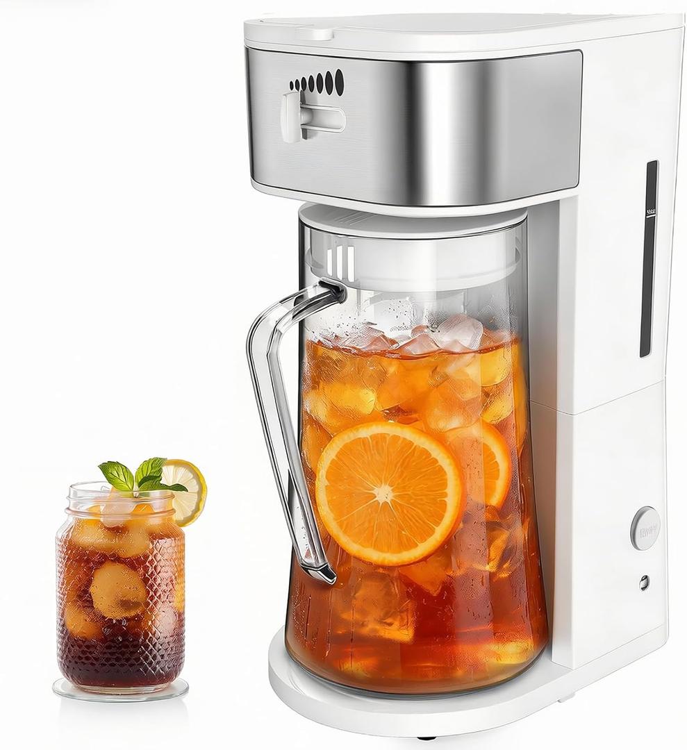 Iced Coffee Tea Maker With Reusable Filter Basket 3 QT Pitcher Iced Tea And Coffee Machine, Tea Makers For Iced Tea, Lattes, Lemonade And Flavored Water (3QT 2)