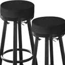 MineCozy Bar Stool Cushions Round 3" Thick Round Seat Cushions for Chairs 2 Pack Non Slip Bistro Chair Pads with Machine Washable Cover (12 Inch, Black)