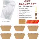 KEVTVEK Bigger Baskets for Gifts Empty, 6 Pack Sturdy Kraft Basket With Handles Gift Basket Kit, 6 Shrink Wrap Bags, 6 Bows and Hang Tag, Empty Gift Baskets to Fill for Mothers Day, Baby Shower