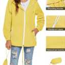 Avoogue Womens Waterproof Raincoat Lightweight Breathable Rain Jacket Hooded Rain Coat Outdoor Active Windbreaker with Pocket (Yellow, L)