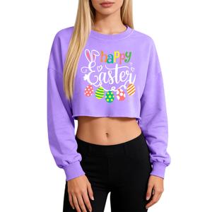PECHAR Easter Shirts for Women: He is Risen Shirt Bunny Jesus Graphic T-Shirts Christian Long Sleeve Crop Tops L