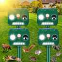 Ultrasonic Squirrel Deer Repellent Devices Cat Repellent Outdoor, Waterproof Solar Animal Repellent with Motion Sensor Deterrent Light for Rabbit Raccoon Coyote Skunk Rodent Dog Possum Armadillo, Pack Of 1 