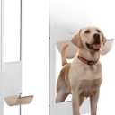 VEVOR Dog Door for Sliding Glass Door, 75 7/8"-80 11/16" Adjustable Height Doggy Door for Sliding Doors, Aluminum Frame Tempered Glass Pet Door with Hinge Structure Flap and Lock for Large-Sized Dogs