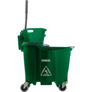 Carlisle FoodService Products Omnifit Mop Bucket with Side Press Wringer and Soiled Water Insert for Floor Cleaning, Kitchens, Restaurants, And Janitorial Use, Polypropylene (Pp), 35 Quarts, Green