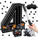 Truck Number 4 Pinata, 15.7 Truck Birthday Decorations with 16 Inch Piata Stick Blindfold Confetti for 4th Birthday Party Supplie