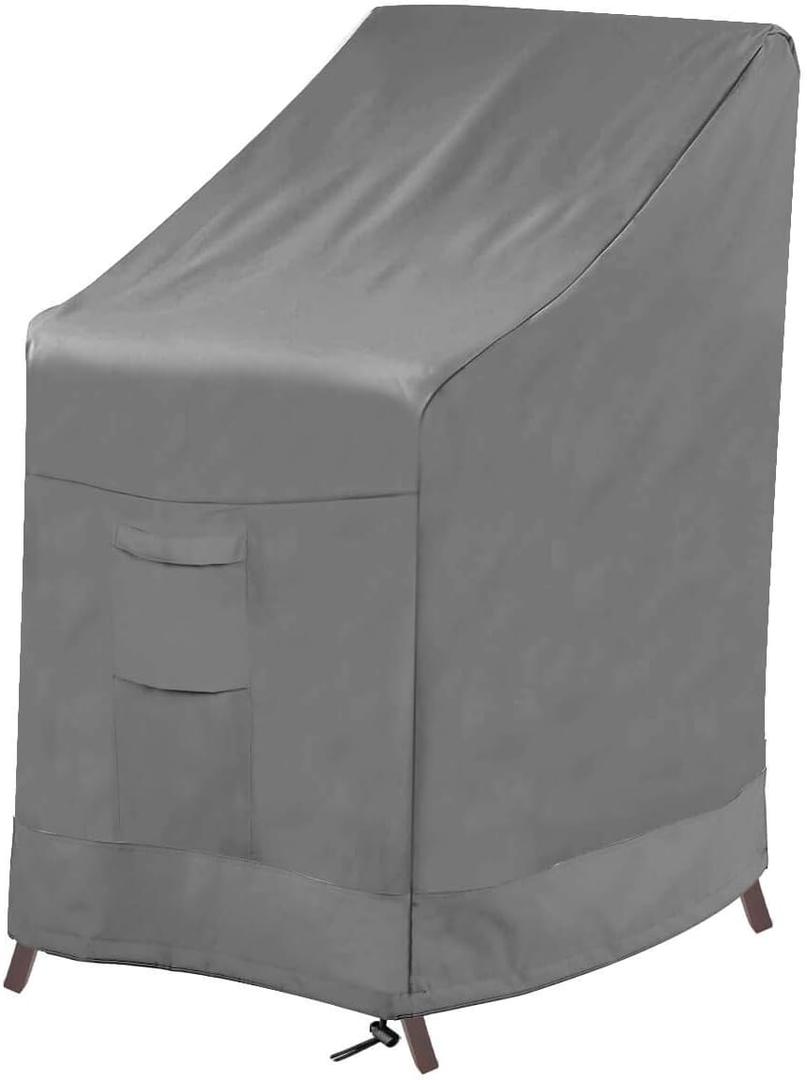 Vailge Stackable Patio Chair Cover, 100% Waterproof Outdoor Chair Cover, Heavy Duty Lawn Patio Furniture Covers, Fits for 4-6 Stackable Dining Chairs, 36"Lx28"Wx47"H, Grey