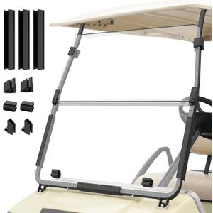 CLUBRALLY Golf Cart Windshield for Club Car DS 2000.5-UP,Foldable UV-Protective Acrylic Club Cart Windshield with Installation Kit