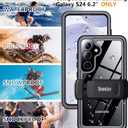 2 x Temdan Compatible with Samsung Galaxy S24 Case Waterproof with Belt Clip Holster, Built-in Lens & Screen Protector Military Grade Shockproof Dropproof IP68 Underwater Full Body Phone Case