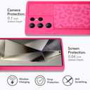 MOWIME Compatible with Samsung Galaxy S24 Ultra Case with Card Holder, Cheetah Print Shockproof Soft TPU Protective Case Women Girls, Anti Scratch Wallet Case for Galaxy S24 Ultra 6.8 Inch, Hot Pink