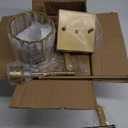 Modern Gold Wall Sconces Lighting Battery Operated Set of 2,No Wiring Rechargeable Wall Lights Fixture with Wireless Remote,Clear Glass Long Wall Lamp for Bedroom Bathroom Living Room Vanity Light