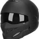 Full Face Motorcycle Helmet for Unisex-Adult Dirt Bike ATV Scooter Cruiser 3/4 Face Motocross Helmet Interchangeable Mouth Cover DOT Approved (Large, Matte Black)
