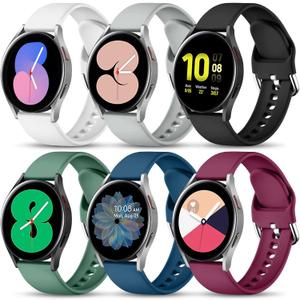 Lerobo 6 Pack Bands Compatible with Samsung Galaxy Watch 7 6 5 4 Band 40mm 44mm/Galaxy Watch 5 Pro 45mm/Watch 4 6 Classic 42mm 46mm 43mm 47mm/Active 2 Watch/Watch 3 41mm, 20mm Sport Band for Women Men (Black/White/Red/Gray/Slate Blue/Pine Green)