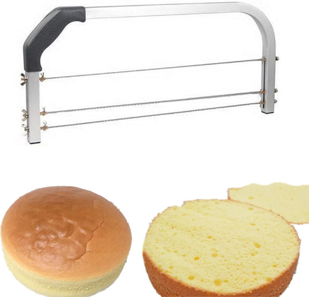 Bibabala Cake Leveler,304 Stainless Steel 3 Blades Adjustable Layer Cake Cutter,DIY Cake Slicer Kitchen Baking Tools Accessories,Household Cake Tools Baking and Pastry Tools,for Cake Making(Silver), free size
