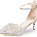 IDIFU Women's IN2 Candice Wedding Rhinestones Sequins Low Kitten Heels Pumps Dress Evening Shoes for Women Bridal Bride 8