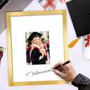 LaVie Home 16x20 Wedding Signable Picture Frame Gold 16x20 Frame Wood Displays 5x7 Pictures with Mat, for Graduation Wedding Signatures, Anniversary Keepsake Picture Frame
