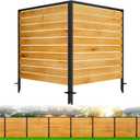 2 Panels No Dig Wooden Privacy Fence Screen, 42" H X 40" W Outdoor Air Conditioner Fences, Hide Trash Bins Or Ac Units, Decorative Garden, Patio, Backyard Fence -Temporary Fencing