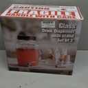 mustry Glass Drink Dispenser for Parties, 1 Gallon Beverage Dispenser with Stand and Spigot Solid Stainless Steel, Used as Lemonade Dispenser Sun Tea Jar Kombucha Jar, Set of 2