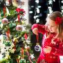 eBoot 24 Pcs Christmas Booze Balls Ornament Fillable Drink Me Ornaments for Christmas Tree Xmas Holiday Clear Hanging Ornament with Gold Lids for Home Decoration (1.7oz)