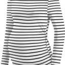 LOMON Maternity Shirts Long Sleeve Thermal Tops Side Ruched Casual Tshirt Crewneck Fleece Base Layer for Pregnant Women (S)