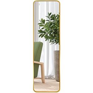 Giftgarden 47"x14" Gold Full Length Mirror Aluminum Framed, Modern Long Wall Mirror Tall Full-Body, Wall Mounted or Over The Door Hanging for Bedroom Closet Bathroom, Golden