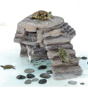 Aquatic Turtle Tank Filter Platform, 120 GPH, with Detachable Climbing Ramp Bridge, Quiet Water Filtration System, Terrarium Basking Decor