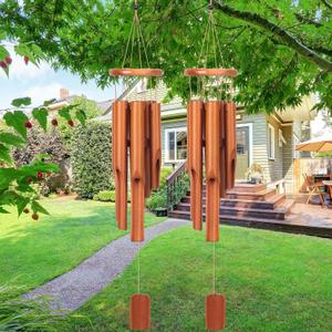 Vinsot 2 Pieces Bamboo Wind Chimes for Outside 30 Inches Wooden Classic Zen Rustic Chimes Deep Tone with Wind Catcher for Relaxation Patio Garden Indoor (Classic Bamboo)