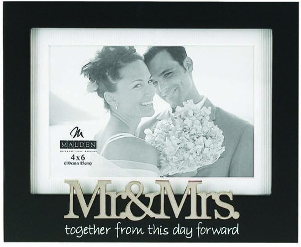 Malden International Designs Wedding Mr. and Mrs. Expression Picture Frame, 4x6, Black