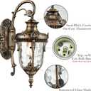 SAMTEEN Bronze Outdoor Light Fixtures Wall Mount 15.8" H Waterproof Exterior Wall Sconce with Hammered Glass Shade Outside Porch Light for House Garage Front Door