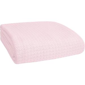 BELIZZI HOME 100 Cotton Bed Blanket, Breathable Bed Blanket Twin Size, Cotton Thermal Blankets Twin, Perfect for Layering Any Bed for All Season, Baby Pink (Twin (60 in x 90 in))