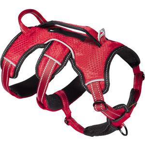 Tuff Pupper Escape Proof No Escape Dog Harness | 5 Point Adjustable Fit Harness for Dogs | Padded Dog Harnesses | Handle Dog Lift Harnesses (Medium, March Red)