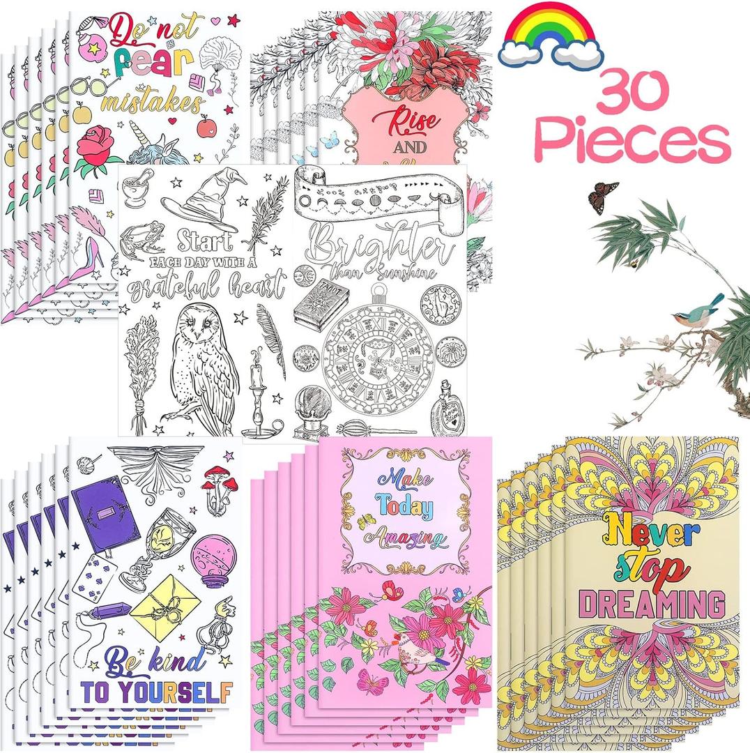 Inspirational Coloring Book Bulk Mandala Mini Activity Books with Positive Quote Motivational Coloring Gifts for Kids Adults Stress Relieving Holiday Party Favors