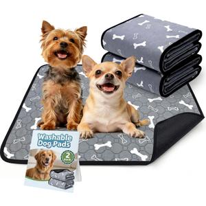 BAEJMJK Washable Dog Pee Pads 4-Layer Super Absorbent Puppy Training Pads Waterproof Non-Slip Leak-Proof Reusable Mats for Potty, Crate, Playpen & Travel(18"x24",Gray 2-Pack)
