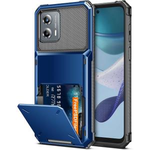 COOYA for Moto G 2023 Case Wallet 5 Credit Card Holder Slot Flip Cover Wallet Case Back Pocket Dual Layer Protective Hard Shell TPU Rubber Bumper for Moto G 2023 Blue