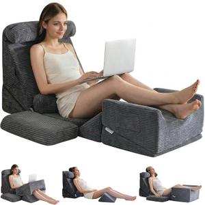 HIGOGOGO 10PCS Orthopedic Bed Wedge Pillow Set  Adjustable Soft Foam Body Positioners for After Surgery Recovery, Back & Leg Pain Relief, Sitting Up in Bed, Acid Reflux & GERD, Dark Grey