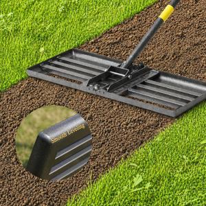 Lawn Leveling Rake - Heavy Duty 30" x 10" Lawn Leveler,Anti-Flip Edge, Adjustable 5FT Handle, Folding Plate for Yard, Soil, Sand, Topsoil Spreader - Garden Ground Top Dressing,Landscaping Tool