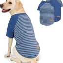 KYEESE 2Pack Dog Sweater, Soft Pet Sweatshirt Stretchy Pullover Dog Sweater for Large Dogs Boy, Lightweight Fleece Pet Shirt Clothes with Sleeves, 3XL (3XL (60-80lbs), 02# Blue+Stripe)