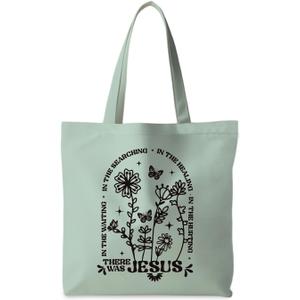 Boho Floral Christian Tote Bag, Jesus Bible Scripture Canvas Bags for Women, Religious Reusable Grocery Bags