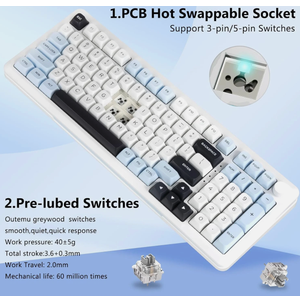 E-YOOSO Wireless Mechanical Keyboard, Creamy Sound, Bluetooth/2.4GHz/USB-C Hot Swappable Custom Gaming Keyboard, Pre-lubed Linear Switches, RGB Backlit, Knob Control for PC/Tablet/PS/Xbox