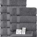 SALBAKOS 12-Piece 100% Turkish Cotton Wash Cloths for Bathroom & Face - Soft 13x13 in Small Towels for Body & Kitchen - Thick, Absorbent Multi-Use Oeko-TEX Certified Washcloths (Gray, 12 Washcloths)