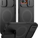 SURITCH for iPhone 17e/16e Case with Magnetic Camera Slide Cover and Adjustable Kickstand, Compatible with MagSafe, Shockproof Bumper Case Slim Protective Cover 6.1 Inch,Black