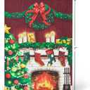 2 x Christmas Fireplace Pop Up Card, Cat and Dog, Xmas Tree, Wreath, Garland, 3D Greeting Card, Gift for Cat and Dog Person, Family, 5x7 - Includes Envelope And Message Note
