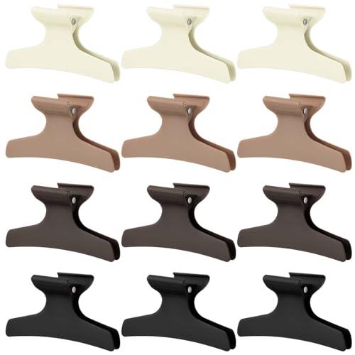 Batiyeer 12 Pcs Butterfly Hair Clips for Styling Sectioning Hair Clips for Women Butterfly Clamps Non Slip Claw Salon Section for Cutting Styling Coloring Thick Thin(Neutral Color)
