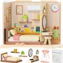 DIY Miniature House Kit, Dollhouse Kit, Miniature Kit, DIY Mini House Building Kit for Adult Teen, Tiny Room Making Kit Craft Hobbies Gift, Cozy Dream Bedroom