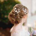 4 PCS Gold & Silver Bride Wedding Hair Pins  Pearl Bridal Hair Pieces with Flower Design, Rhinestone Decorative Hair Clips for Women  Wedding, Prom & Special Occasion Hair Accessories