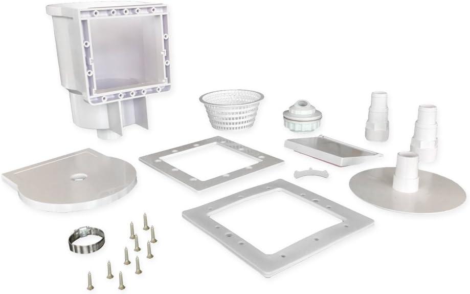 JED Pool Tools 45-400 Thru-The-Wall Skimmer & Complete Accessory Kit, White (Square-Mouth)