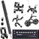 Fidget Pen, Cool Toys Pen Decompression Magnetic Metal Pen, Desk Toys Multifunctional Deformable Writing Pen, Basket Stuffers Gadgets Gift for Kids Adults (Black)